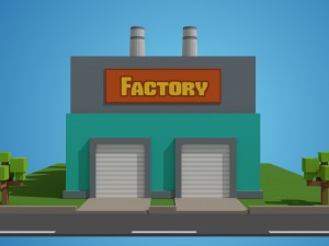 low poly factory 3D मॉडल