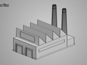 low poly factory 3D मॉडल