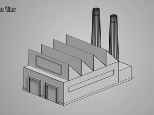 low poly factory 3D Model