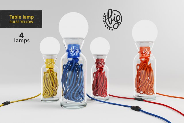 table lamp - pulse yellow Modello 3D .c4d .max .obj .3ds .fbx .stl .blend 