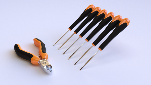 6 piece screwdriver set with bonus side cutters 3Dモデル .c4d .max .obj .3ds .fbx .stl .blend 