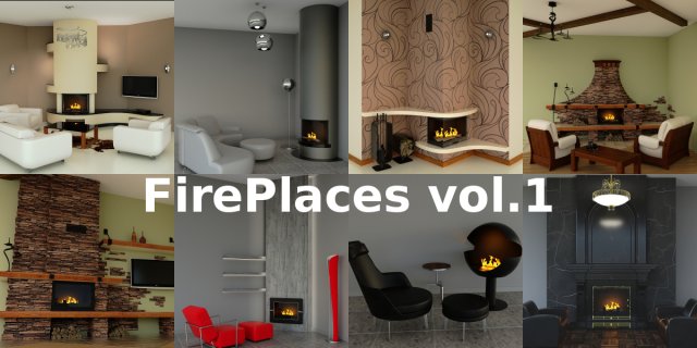 fireplaces vol 1 Modèle 3D .c4d .max .obj .3ds .fbx .stl .blend 