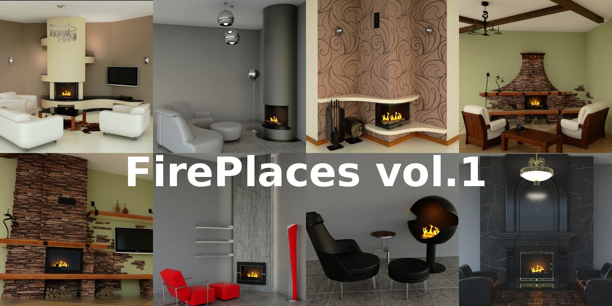 fireplaces vol 1 3D Model .c4d .max .obj .3ds .fbx .stl .blend 