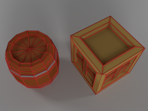 low poly cartoon barrel crate 3D मॉडल