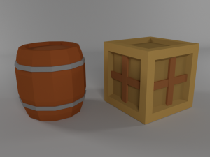 low poly cartoon barrel crate 3D Модель