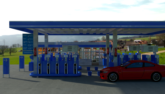 gas station 3D Model .c4d .max .obj .3ds .fbx .stl .blend 