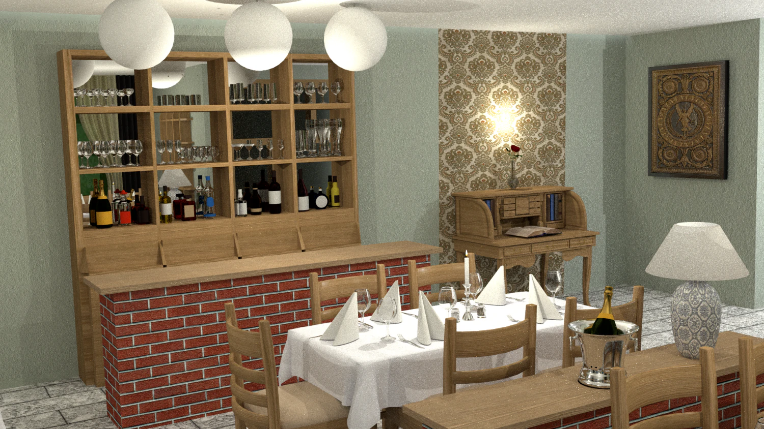 restaurant 3D Model .c4d .max .obj .3ds .fbx .stl .blend 