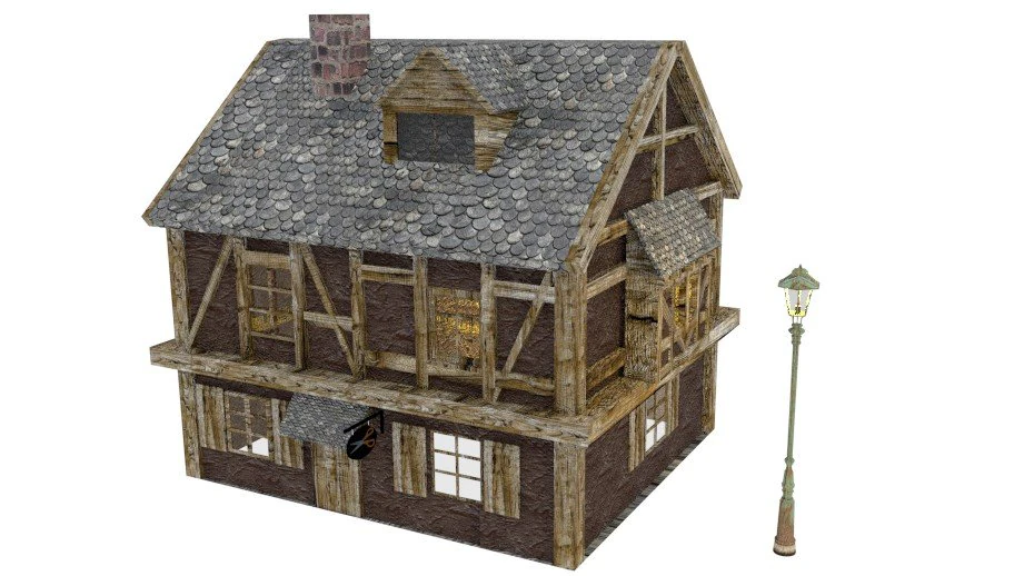 house cottage 3D Model .c4d .max .obj .3ds .fbx .stl .blend 