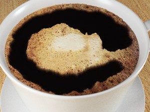 hot coffee cup on wood table Modello 3D