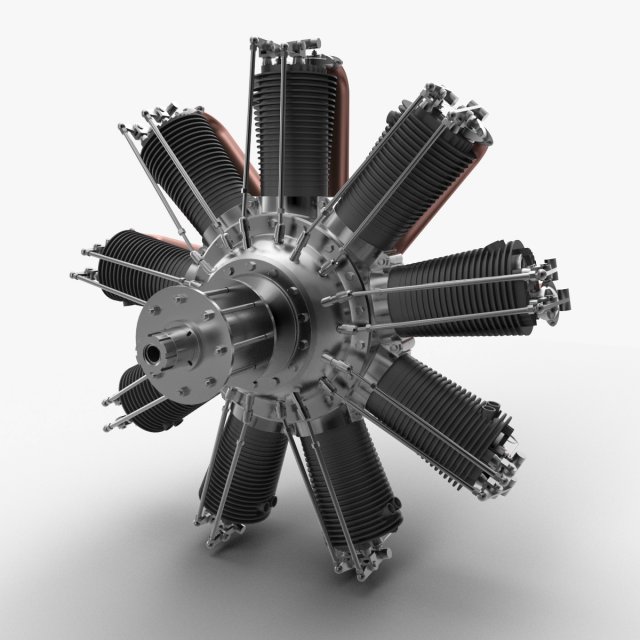 clerget 9b rotary engine Modèle 3D .c4d .max .obj .3ds .fbx .stl .blend 