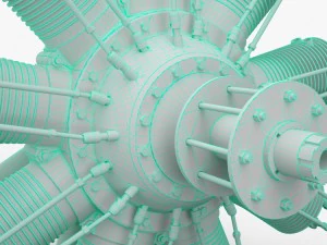 clerget 9b rotary engine 3D Model