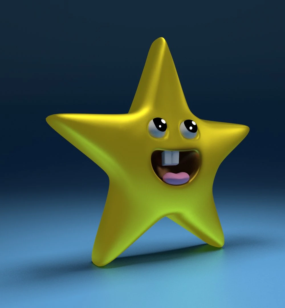 smiling star 3D Model .c4d .max .obj .3ds .fbx .stl .blend