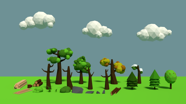 low poly nature pack Modèle 3D .c4d .max .obj .3ds .fbx .stl .blend 