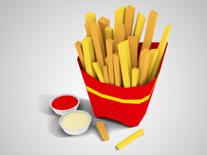 Fast food french fries paper box 01 3D model