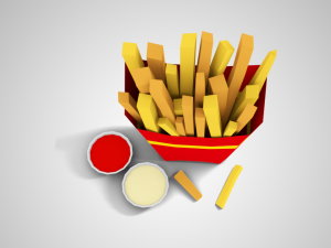 low poly french fries Model 3D