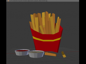 low poly french fries Model 3D