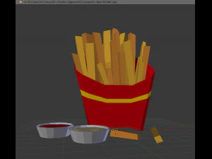 low poly french fries 3D Model