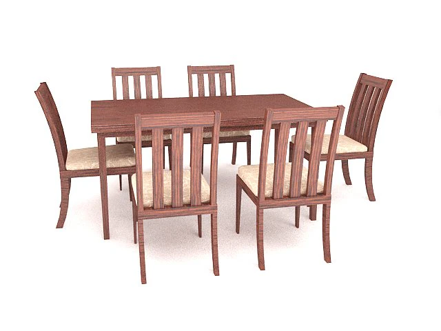 wood chair set 3D Model .c4d .max .obj .3ds .fbx .stl .blend 