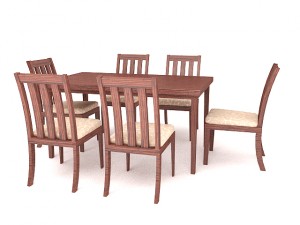 wood chair set 3D 모델