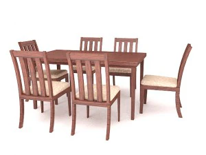 wood chair set 3D Model