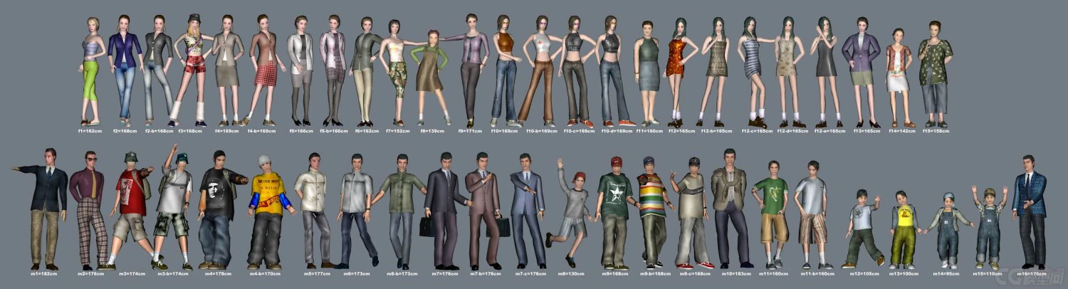 people pack low poly rigged textured 3D Model .c4d .max .obj .3ds .fbx .stl .blend 
