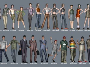 people pack low poly rigged textured 3D Model