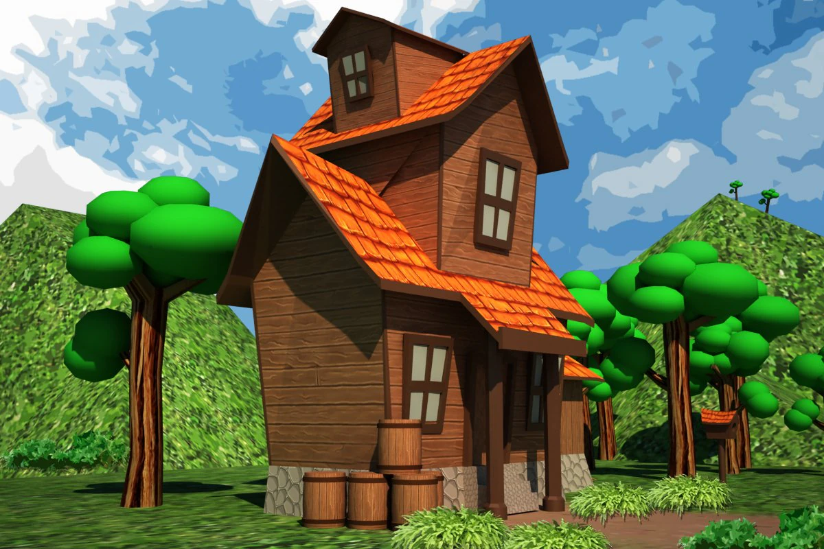 cartoon house low-poly 3D Model .c4d .max .obj .3ds .fbx .stl .blend 