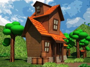 cartoon house low-poly 3Dモデル