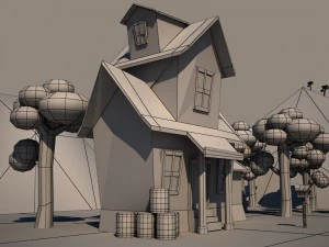 cartoon house low-poly 3D Model
