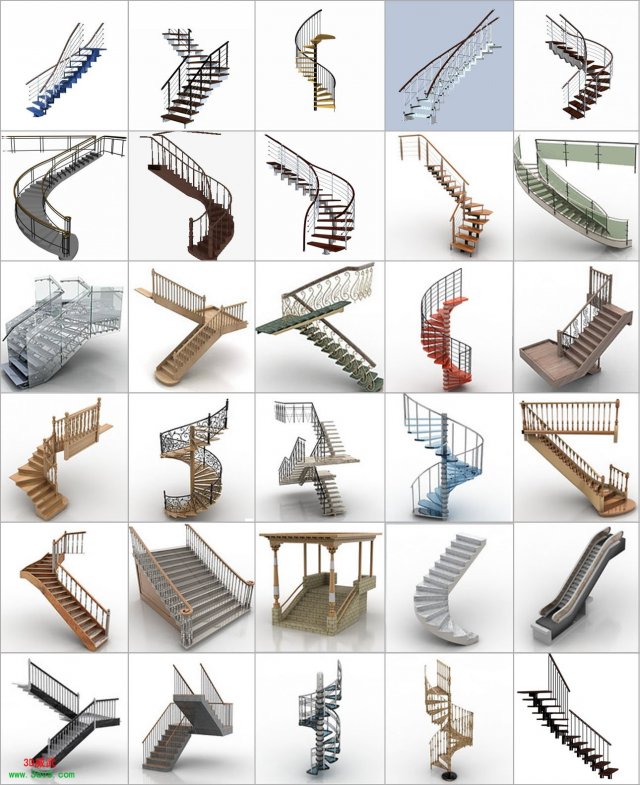 100 high quality stair collection 3D Модель .c4d .max .obj .3ds .fbx .stl .blend 