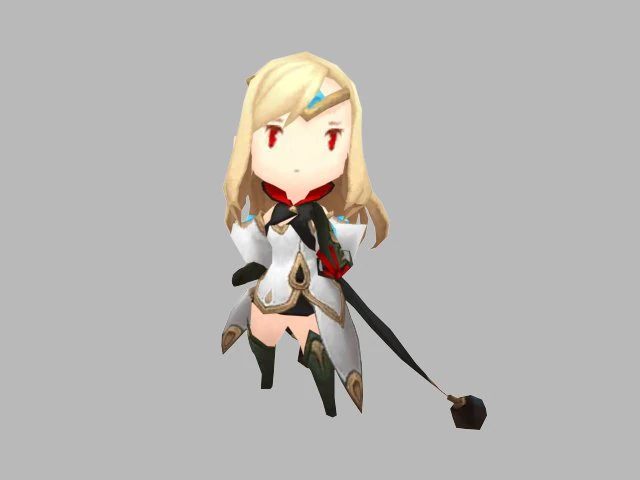 character game girl hero rigged 3D Model .c4d .max .obj .3ds .fbx .stl .blend 