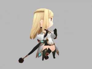 character game girl hero rigged 3D Model
