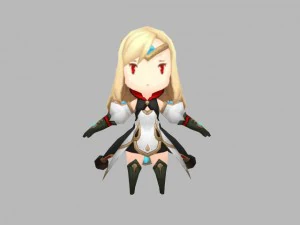 character game girl hero rigged 3D Model