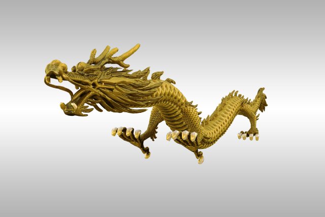 3D Render Golden Dragon Wall Decal
