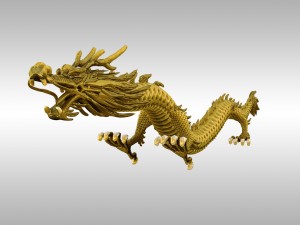 chinese gold dragon rigged 3D Model