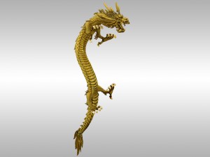 chinese gold dragon rigged 3D Model
