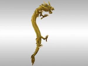 chinese gold dragon rigged 3D Model