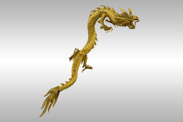 chinese gold dragon rigged 3D Model in Dinosaur 3DExport