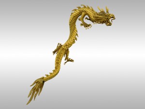 chinese gold dragon rigged 3D Model