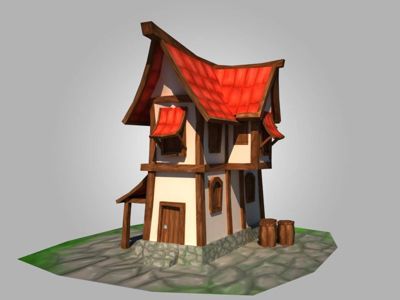 low poly house 3D Model .c4d .max .obj .3ds .fbx .stl .blend 