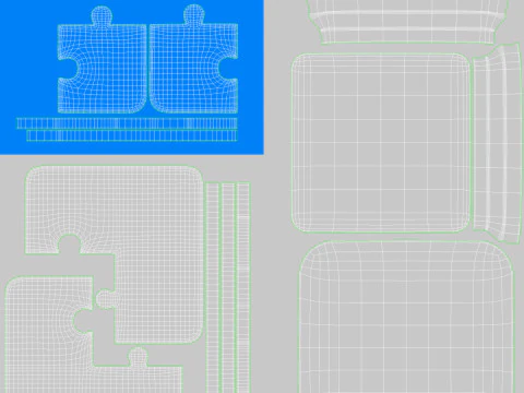 Puzzle 2 Piece 3D Model