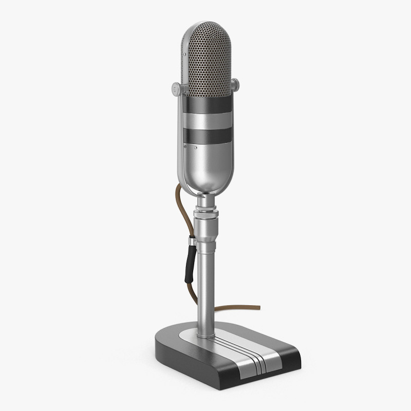 Classic Microphone 3D Model .c4d .max .obj .3ds .fbx .stl .blend 