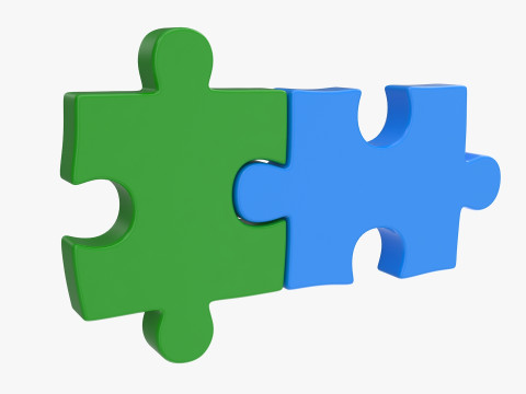 Puzzle 2 Piece 3D Model