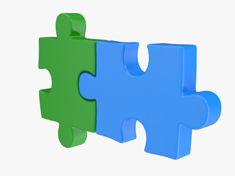 Puzzle 2 Piece 3D Model