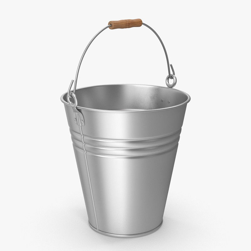 Metal Bucket 3D Model .c4d .max .obj .3ds .fbx .stl .blend 
