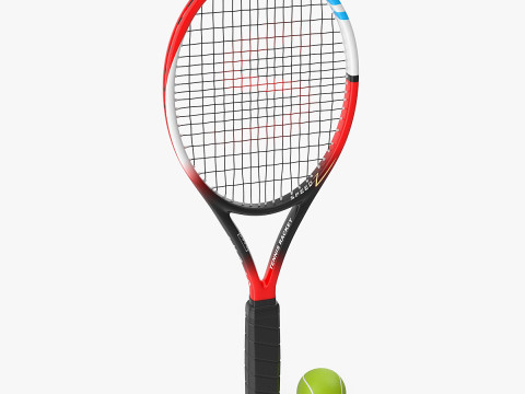 Tennis Racket and Tennis Ball 3D Model