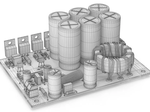 Sirkuit Elektronik Model 3D