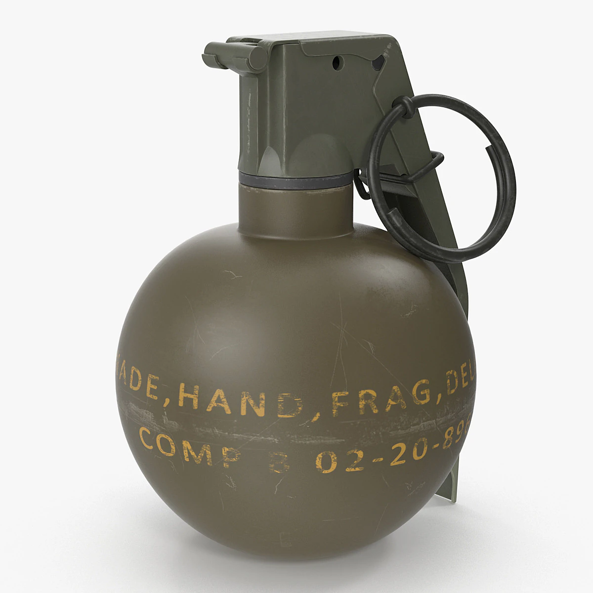 M67 Hand Grenade 3D Model .c4d .max .obj .3ds .fbx .stl .blend