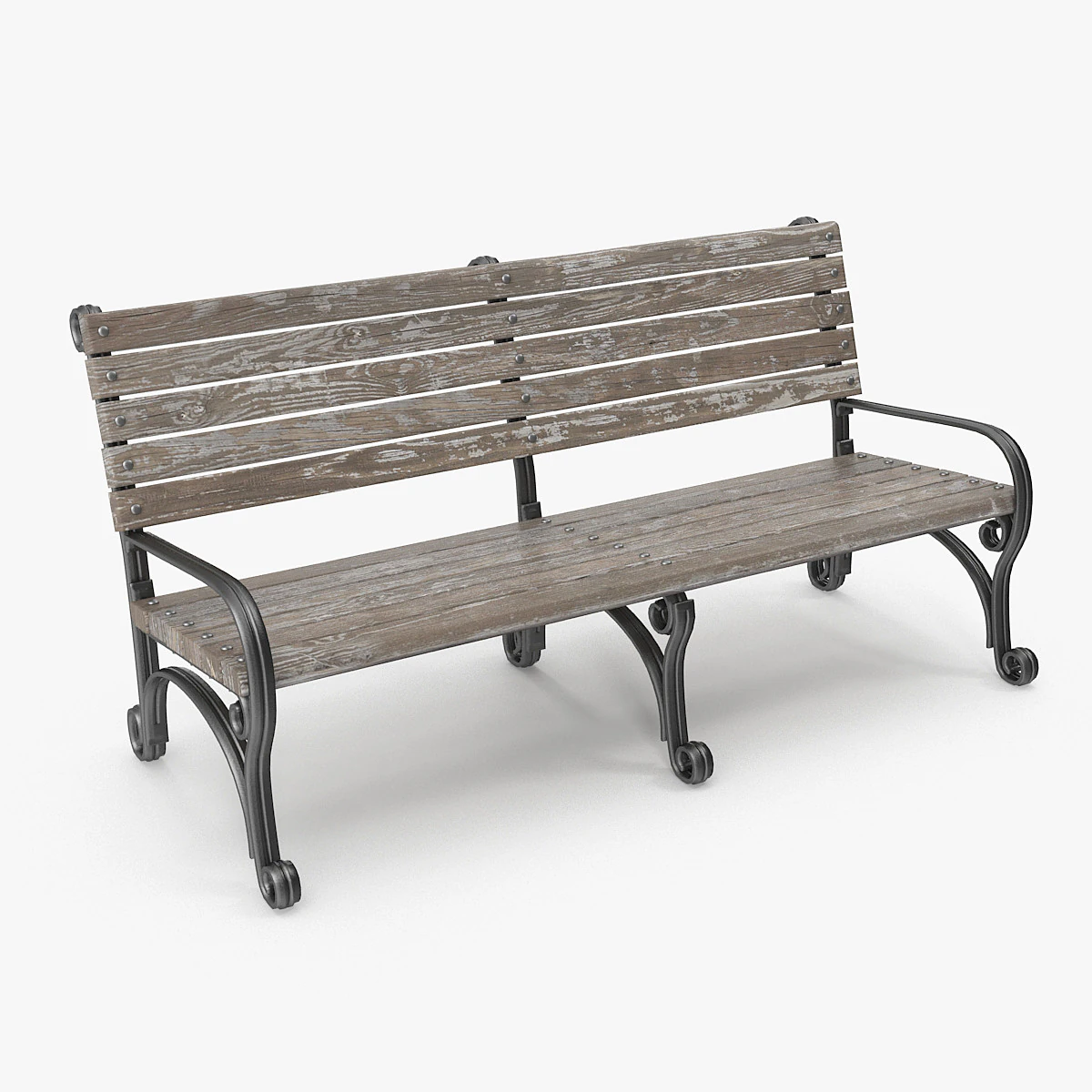 Wooden Bench 3D Model .c4d .max .obj .3ds .fbx .stl .blend 