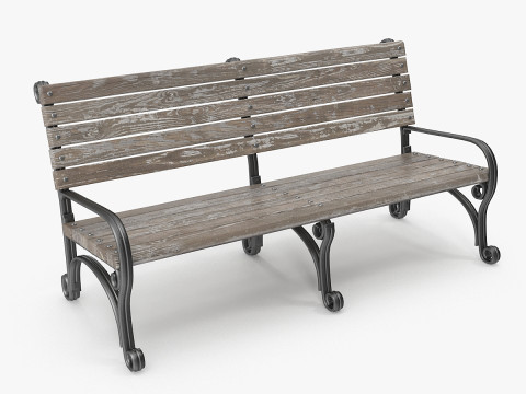 Bangku Kayu Model 3D